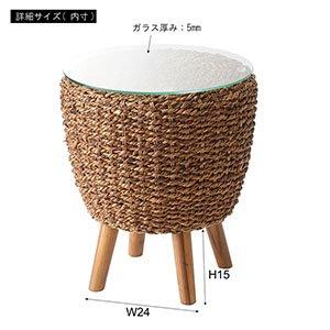 【TS】アバカ サイドテーブル 約 幅40×奥行40×高さ45cm ガラス天板 アジアンテイスト テーブル ソファテーブル インテリア家具_5