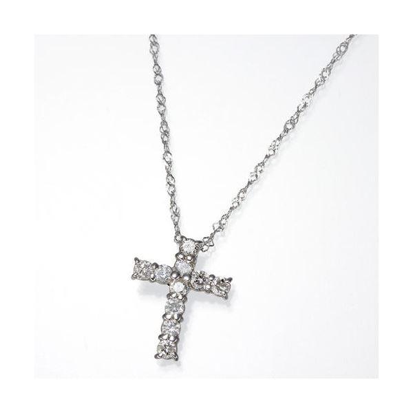 TS】K10WG／0.3ctダイヤモンドクロスペンダント : ハンドメイド素材の