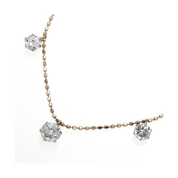 TS】K18PG大粒合計1.0ctダイヤモンドステーションネックレス