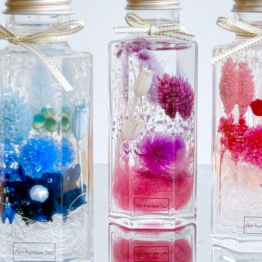 ハーバリウムボトル ハーバリウム ＼ラッピング付き／ 完成品 100ml 六角 どこから見ても