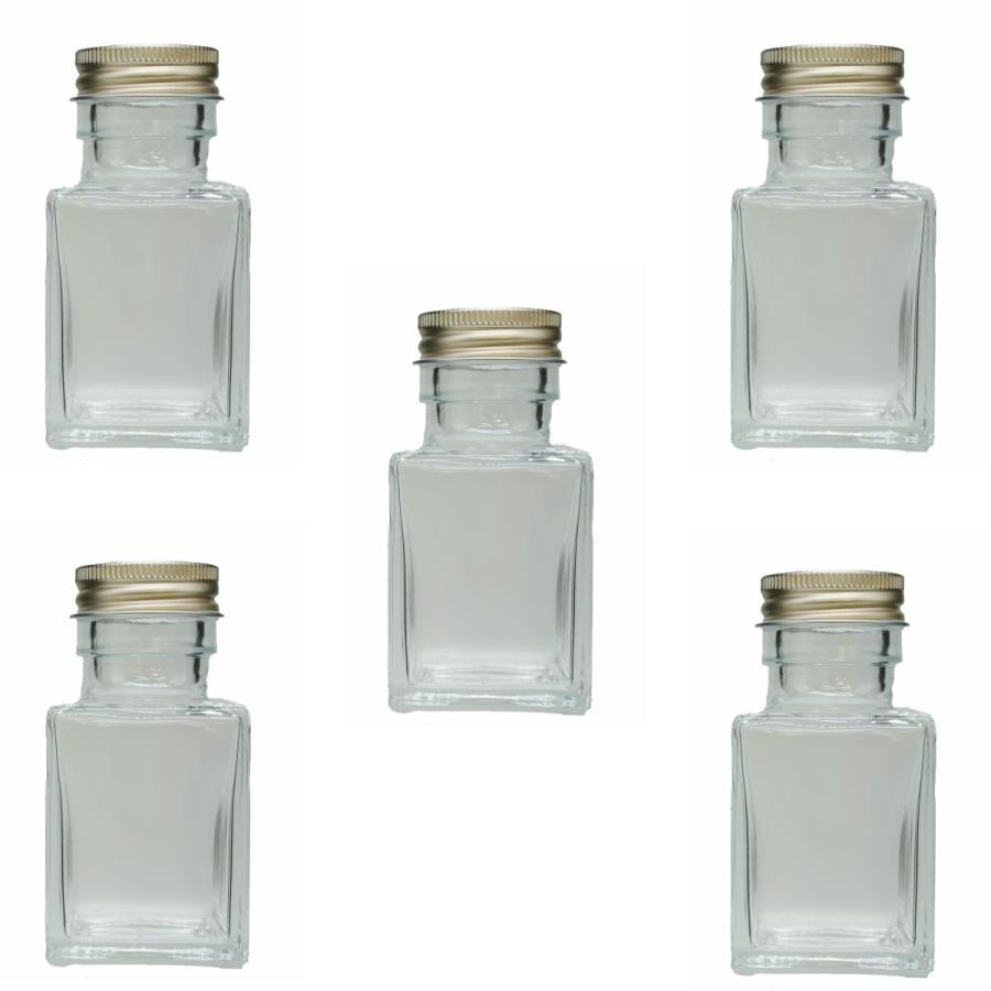 ハーバリウム 瓶 四角 50ml 5本セット キャップ付き 横浜ハーバリウム