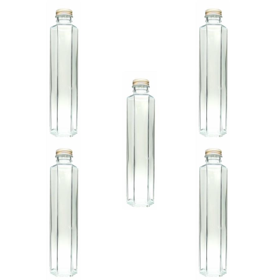 横浜ハーバリウム弐番店 ハーバリウム 21特集 瓶 六角 0ml ハーバリウムの作り方 キャップ付き 5本セット ガイド付属