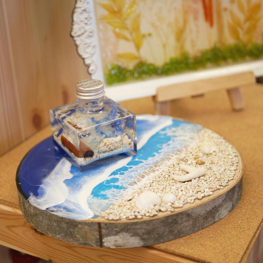 キーホルダーサーフボード波レジン海波パラオ珊瑚砂ハンドメイド