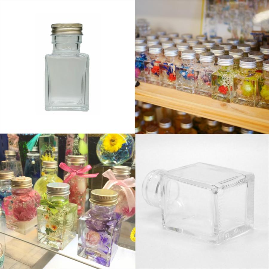 ガラス瓶 四角 50ml 100本セット 業務用 蓋付き ドレッシング ボトル