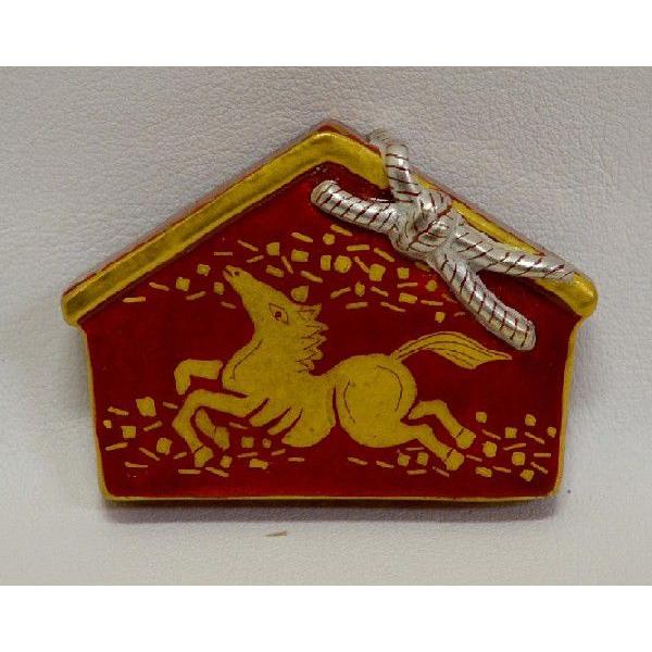 干支 亥 香合 利昇作 茶道具 香合 干支 牛 赤地 絵馬 加藤利昇窯 :