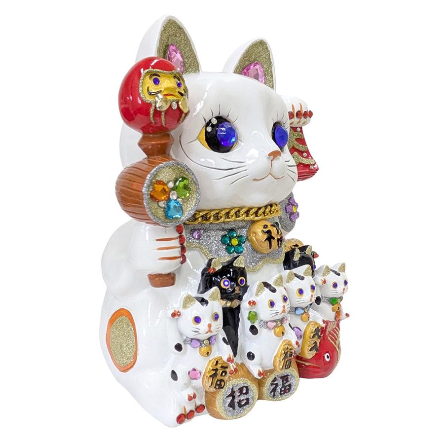 招き猫 置物 貯金箱 親子招福バンク ジャンボ C448 DecoBaboo キラキラ