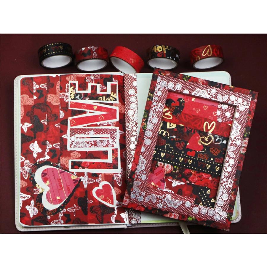 マスキングテープ バレンタイン 9種 マステ デコレーション 4m ギフト