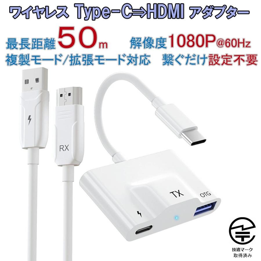 Type-C HDMI ワイヤレス送受信機 セット フルHD 1080P