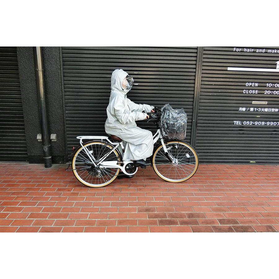 レインコート 自転車 リュックが背負える フリーサイズ グレー レインウェア メンズ レディース ポンチョ｜cycle-eggs｜06