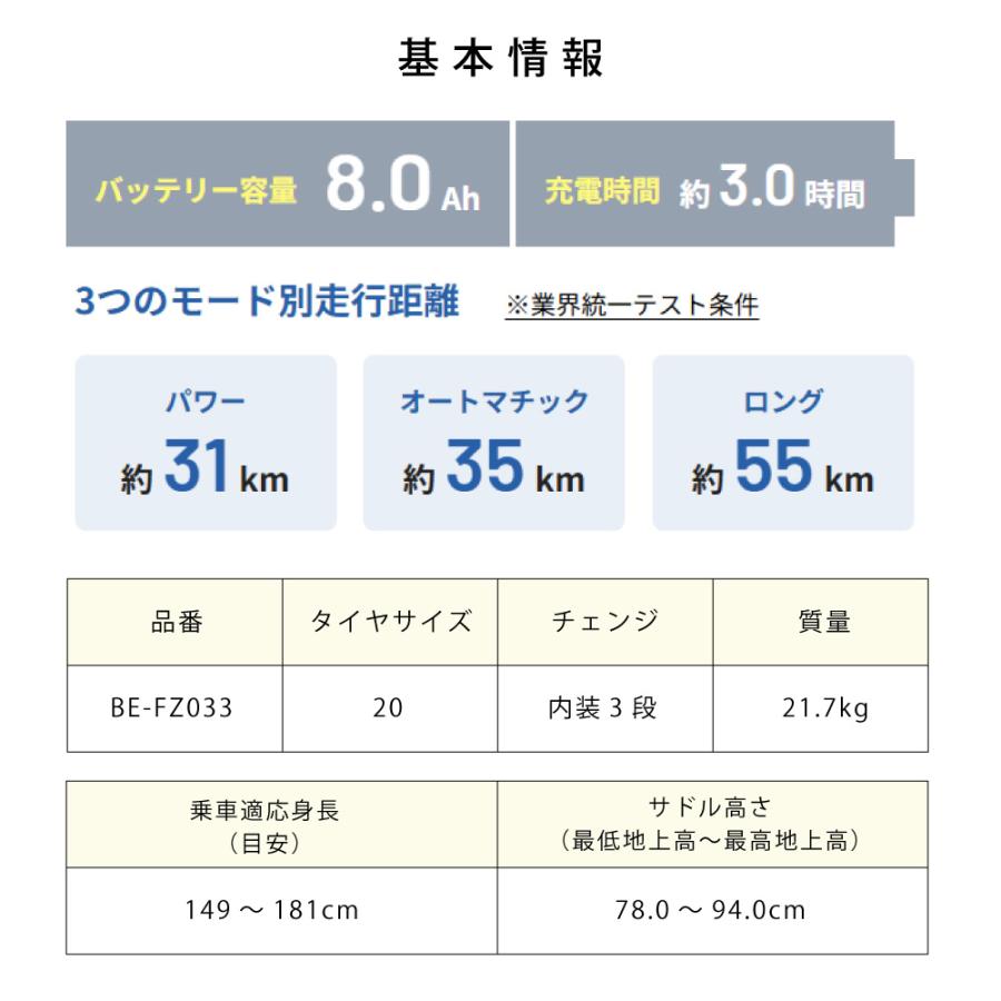 ((日曜日自転車本体PT+4％))電動アシスト自転車 電動自転車 Panasonic パナソニック 2026年 BE-FZ033 イーゼット EZ 20インチ | EZ | 07
