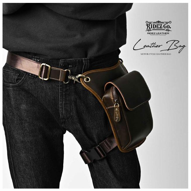 ☆【RIDEZ】RBP04 RIDEZ LEATHER LEG BAG バイク用 レッグバッグ