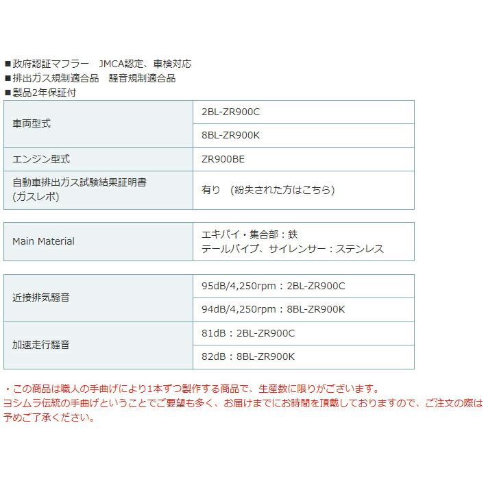 正規品〔YOSHIMURA〕 110-269-4640 Z900RS/CAFE (18-22/23-24) 手曲ストレートサイクロン Duplex Shooter 政府認証 マフラー ヨシムラ 【バイク用品】の画像