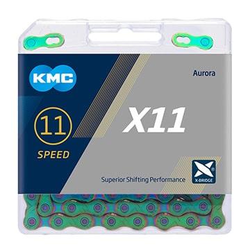 KMC X11 11速チェーン グリーンオーロラ 特セール)KMC（ケイエムシー） X11 AURORA GREEN（オーロラグリーン