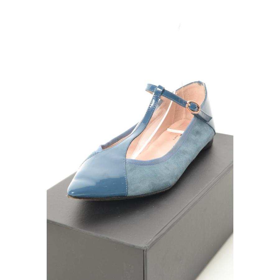 repetto T-ストラップ フラット シューズ 37 ブルー レペット 