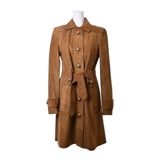 GUCCI カーフスキン スエード コート 40 ブラウン グッチ KL4PKALU12  