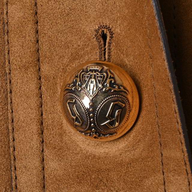 GUCCI カーフスキン スエード コート 40 ブラウン グッチ KL4PKALU12  