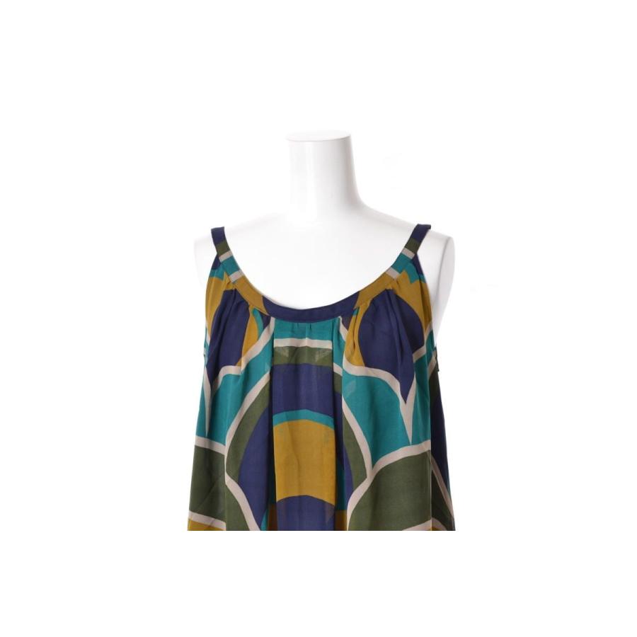 未使用 TAE ASHIDA 総柄 シルク ドレス ワンピース S ネイビー  