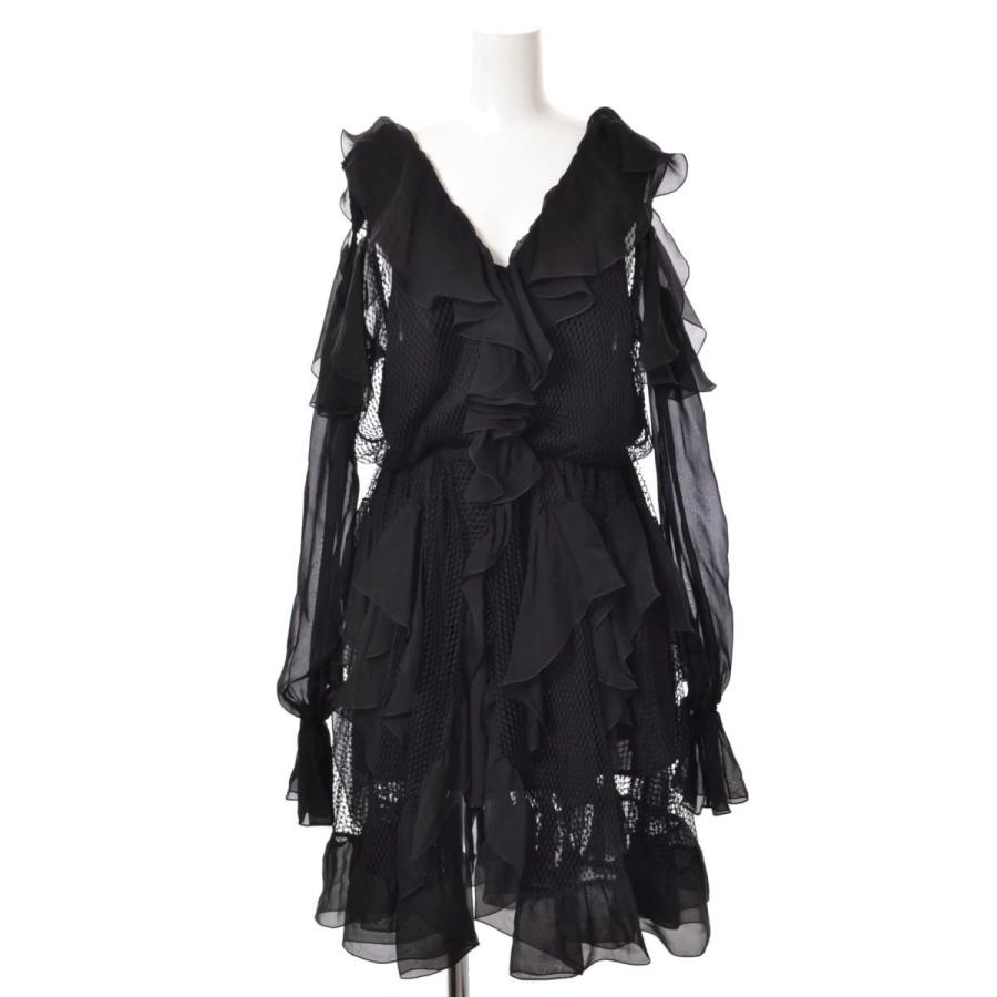 品質一番の 美品 Faith Connexion シルク ラッフル ラップ ドレス ワンピース S ブラック フェイスコネクション Kl4qla2b06 パーティドレス Floridapace Gov