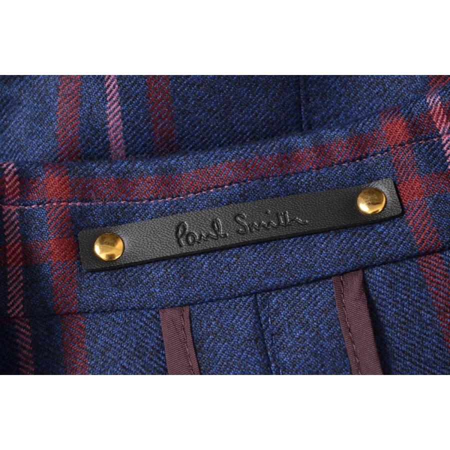 Paul Smith チェック ステンカラー コート L ネイビー ポールスミス