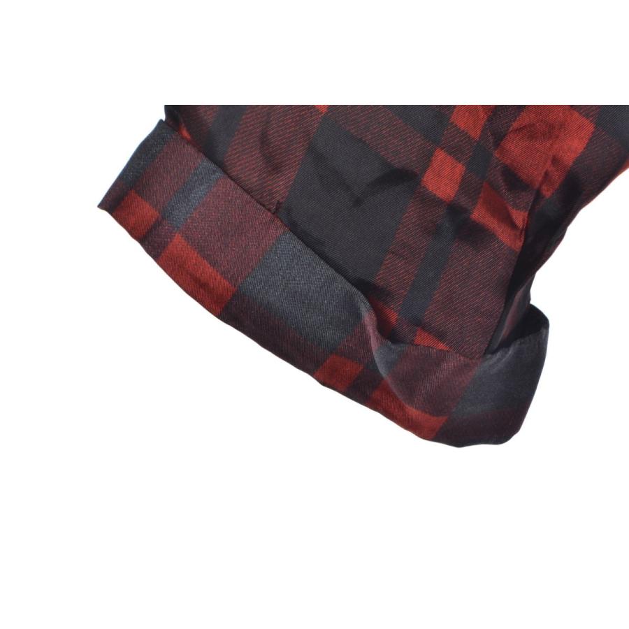 DRIES VAN NOTEN レーヨン チェック ガウン シャツ 46 レッド ドリス