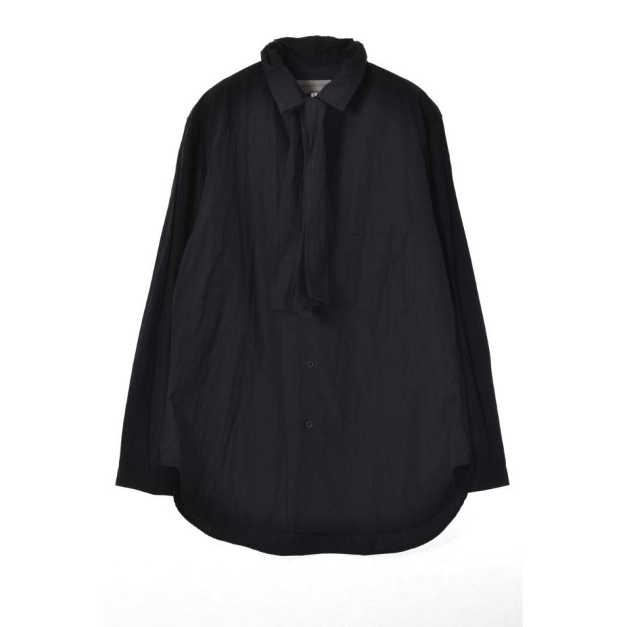 Yohji Yamamoto コットン ボウタイ シャツ 2 ブラック ヨウジ Yohji Yamamoto コットン ボウタイ シャツ 2 ブラック ヨウジ