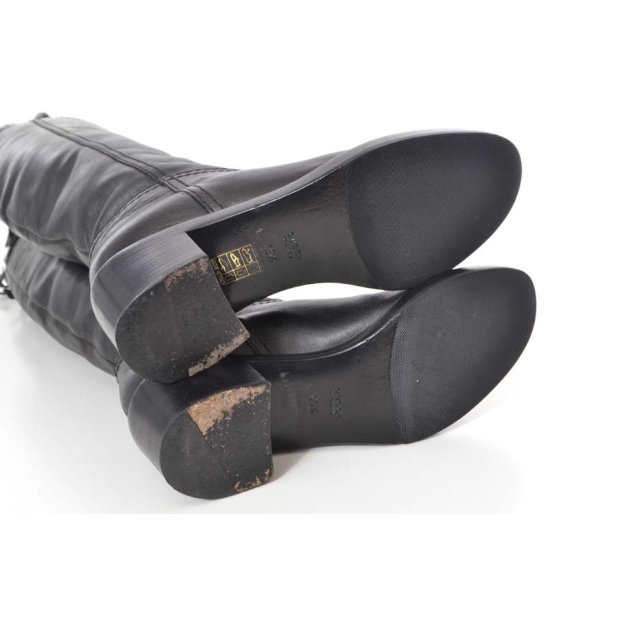 GUCCI 美品 裏地ファー レザーロングブーツ 35 1/2 ブラック グッチ  