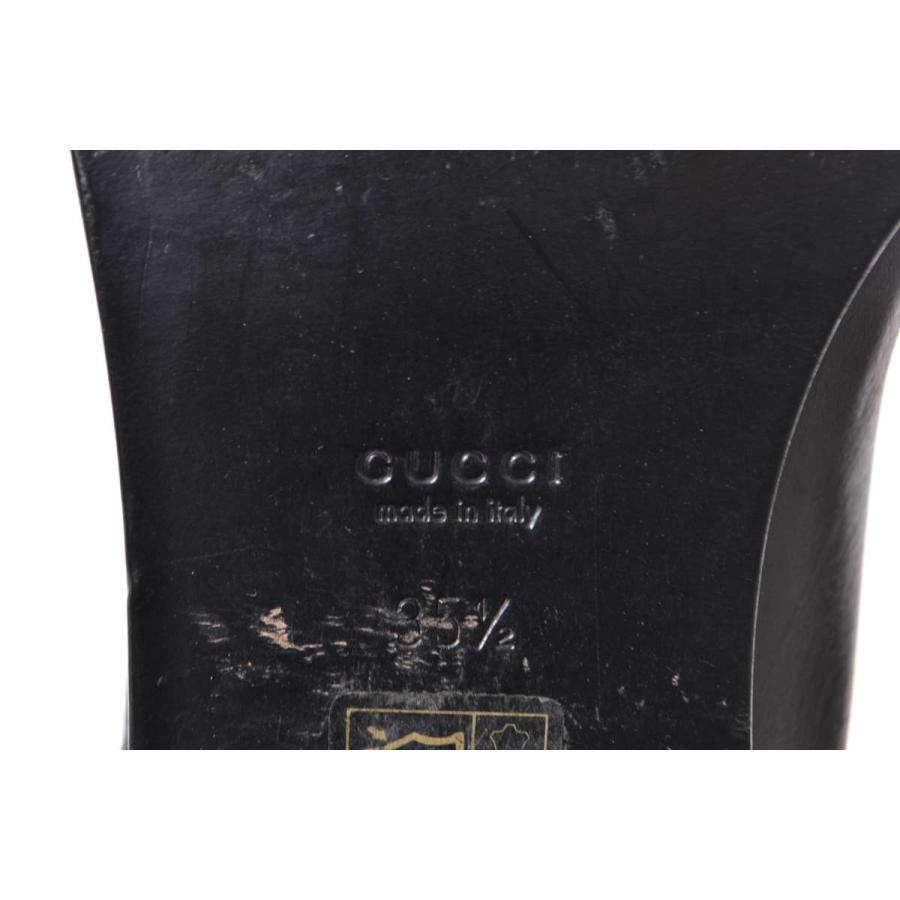 GUCCI 美品 裏地ファー レザーロングブーツ 35 1/2 ブラック グッチ  
