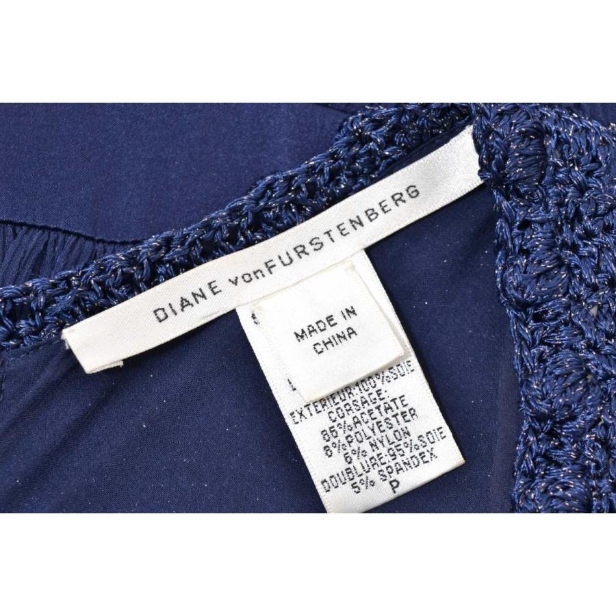 美品 DIANE von FURSTENBERG NUIT シルク コンビ ドレス P ネイビー 