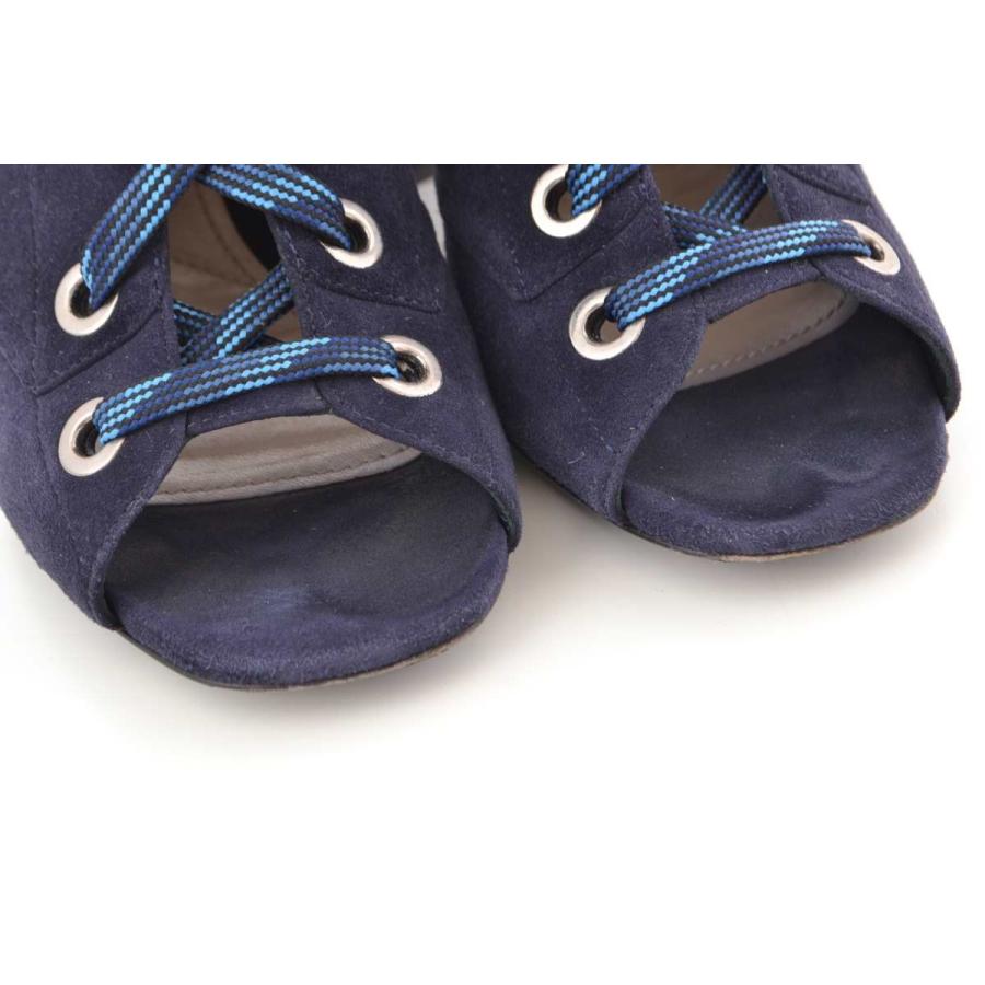 PRADA レースアップ スエード チャンキーヒール サンダル 36/23cm  