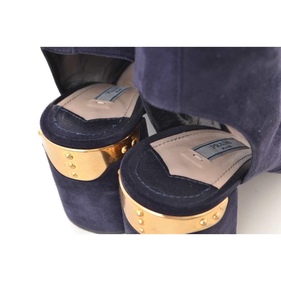 PRADA レースアップ スエード チャンキーヒール サンダル 36/23cm  