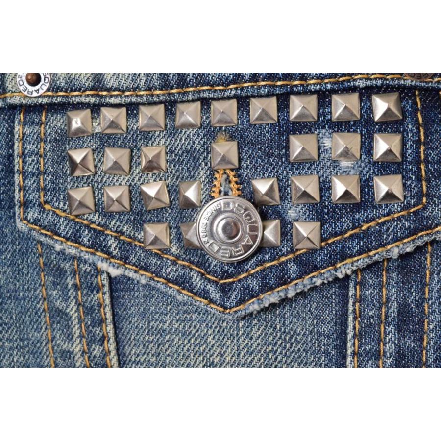 DSQUARED2 クラッシュ加工 スタッズデニム ジャケット 48 ブルー 