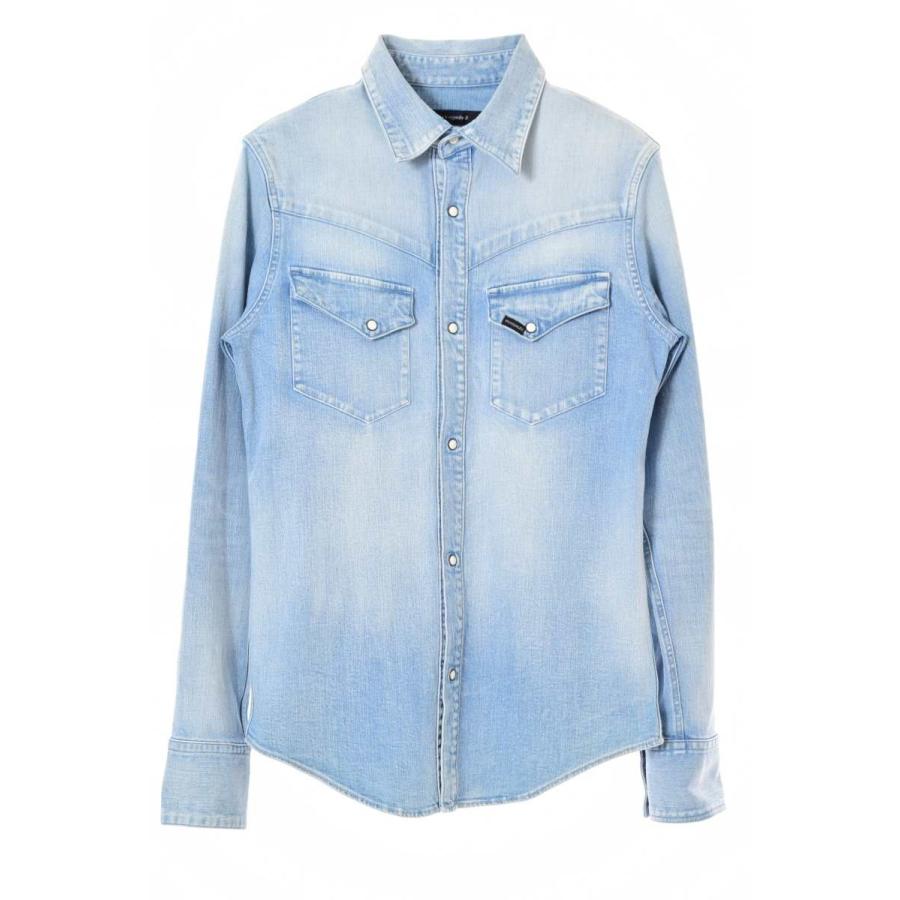 1 Piu 1 Uguale 3 ストレッチ デニム ウエスタン シャツ 4 ブルー ウノピュウノウグァーレトレ Cycle Hearts 通販 Yahoo ショッピング