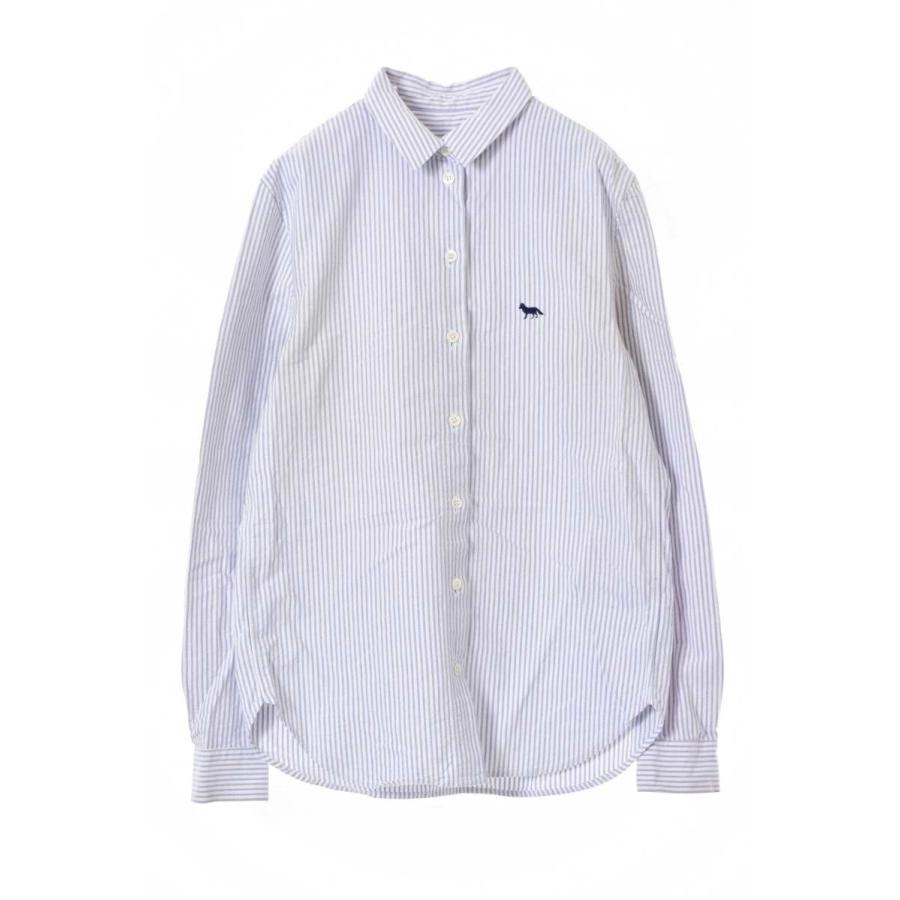 メゾンキツネフォックスヘッド刺繍ストライプシャツ L-