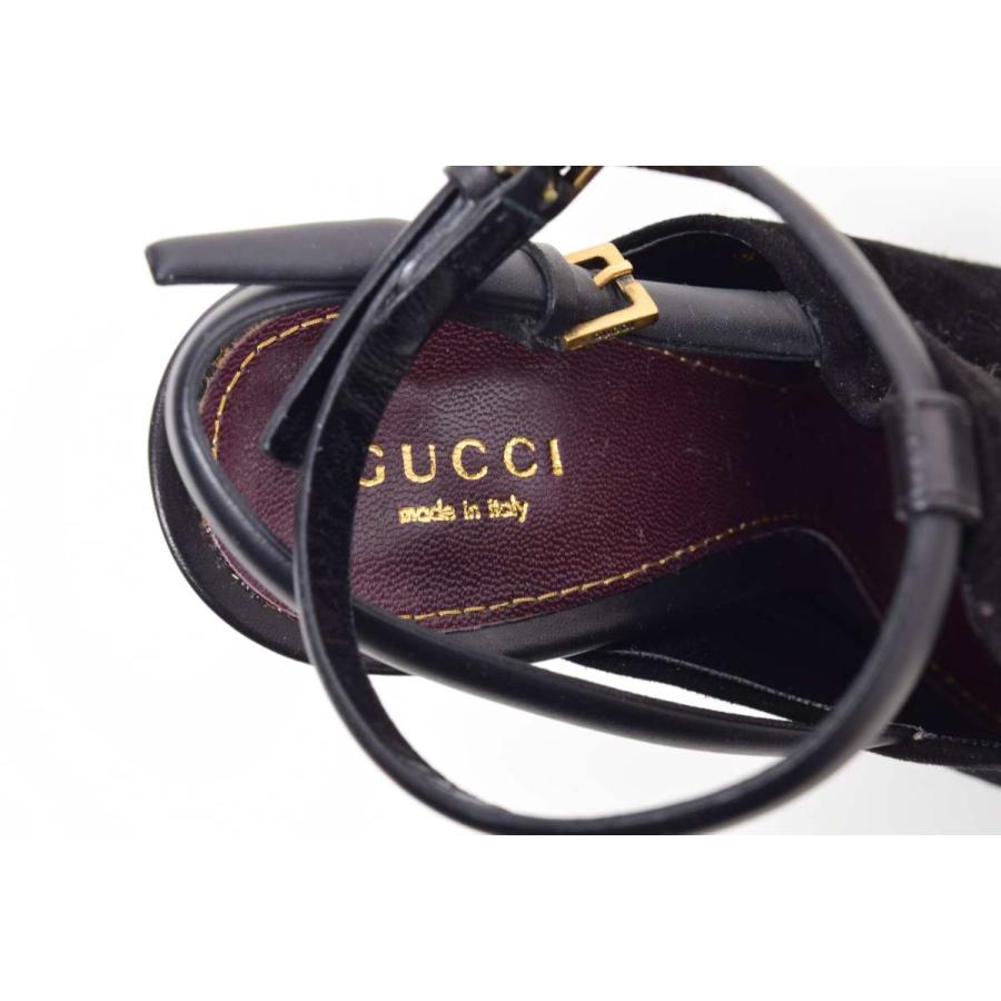 美品 GUCCI オープントゥ スエード ストラップ サンダル 38/25cm ブラック グッチ KL4QBAQU62｜cyclehearts｜08