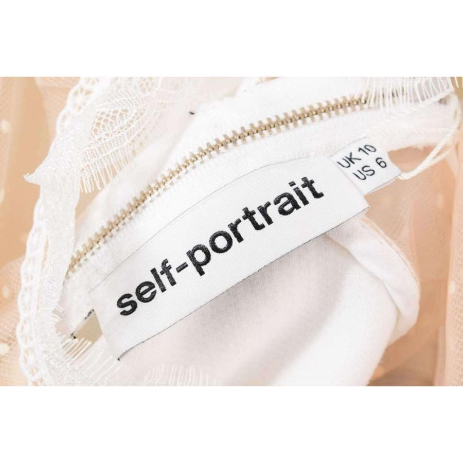 未使用 SELF PORTRAIT レース切替 トリム ミニ ドレス UK10 ホワイト 