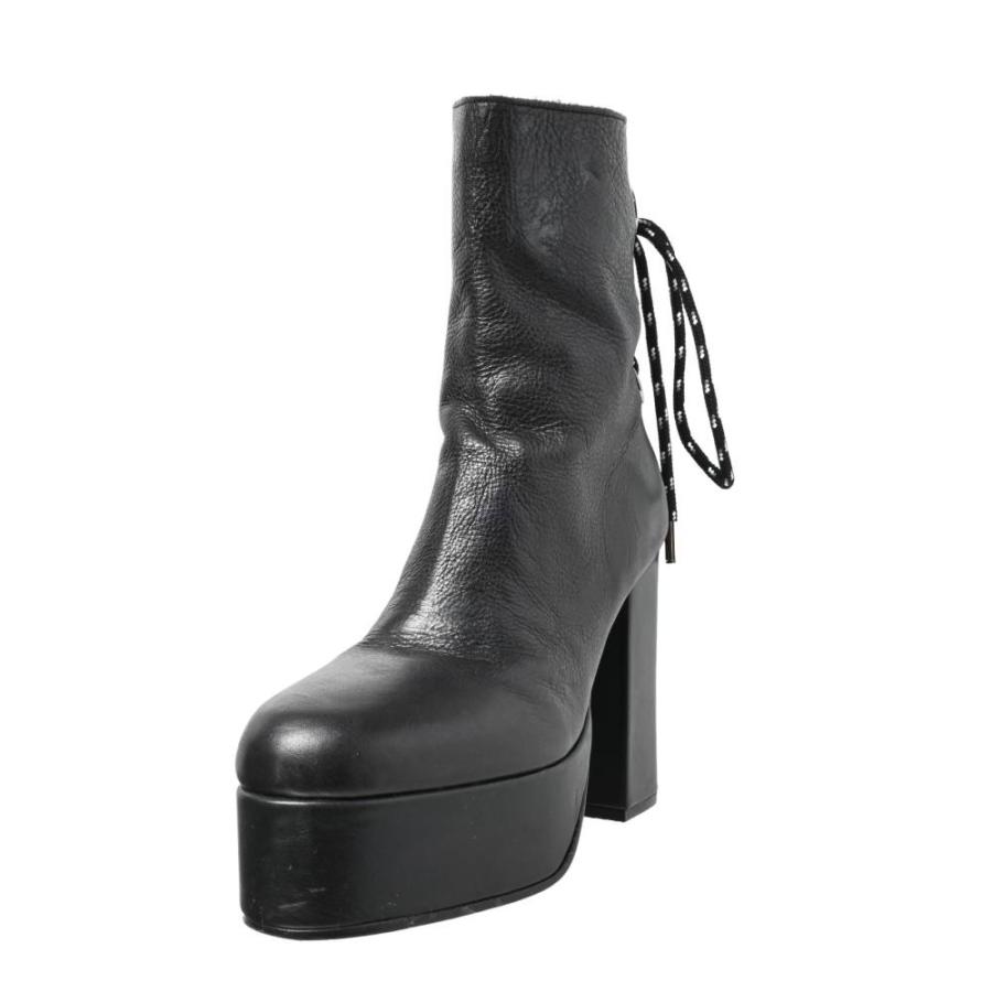 美品 CHRISTIAN DADA バックレースアップ レザーブーツ 24cm ブラック 