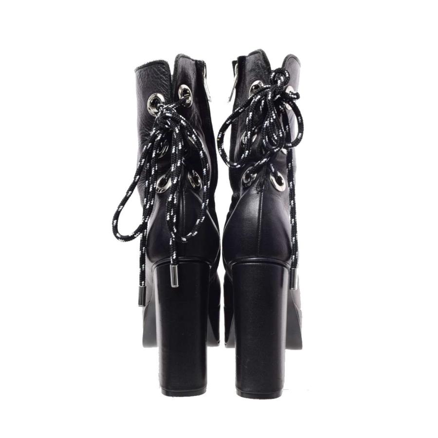 美品 CHRISTIAN DADA バックレースアップ レザーブーツ 24cm ブラック 