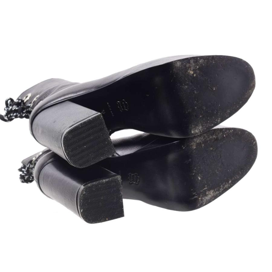 美品 CHRISTIAN DADA バックレースアップ レザーブーツ 24cm ブラック 