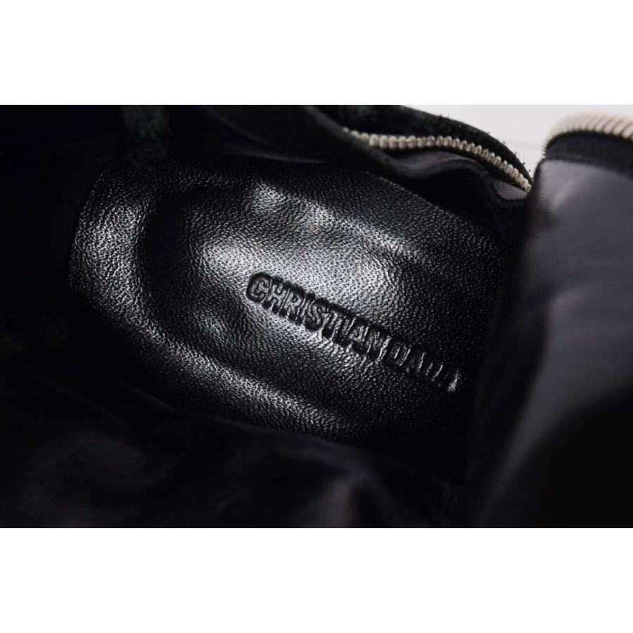 美品 CHRISTIAN DADA バックレースアップ レザーブーツ 24cm ブラック 