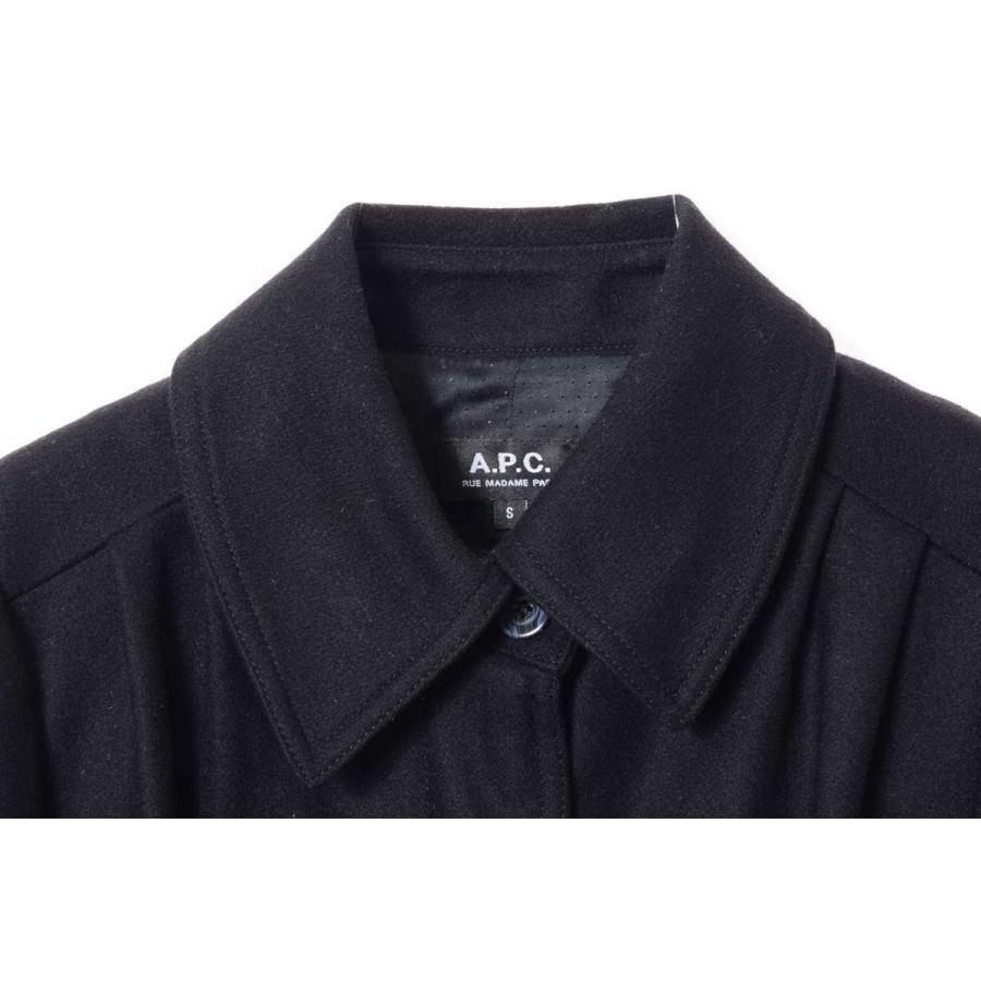 美品 A.P.C. ウール 比翼 ステンカラー コート S ブラック 