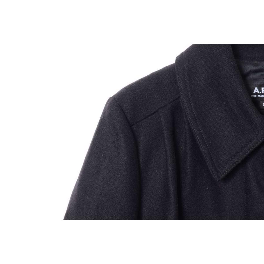 A.P.C. 美品 ウール 比翼 ステンカラー コート S ブラック  