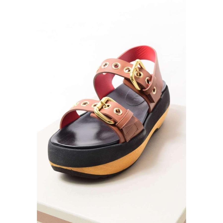 濃いピンク系統 MARNI バックル ストラップ レザー サンダル - サンダル