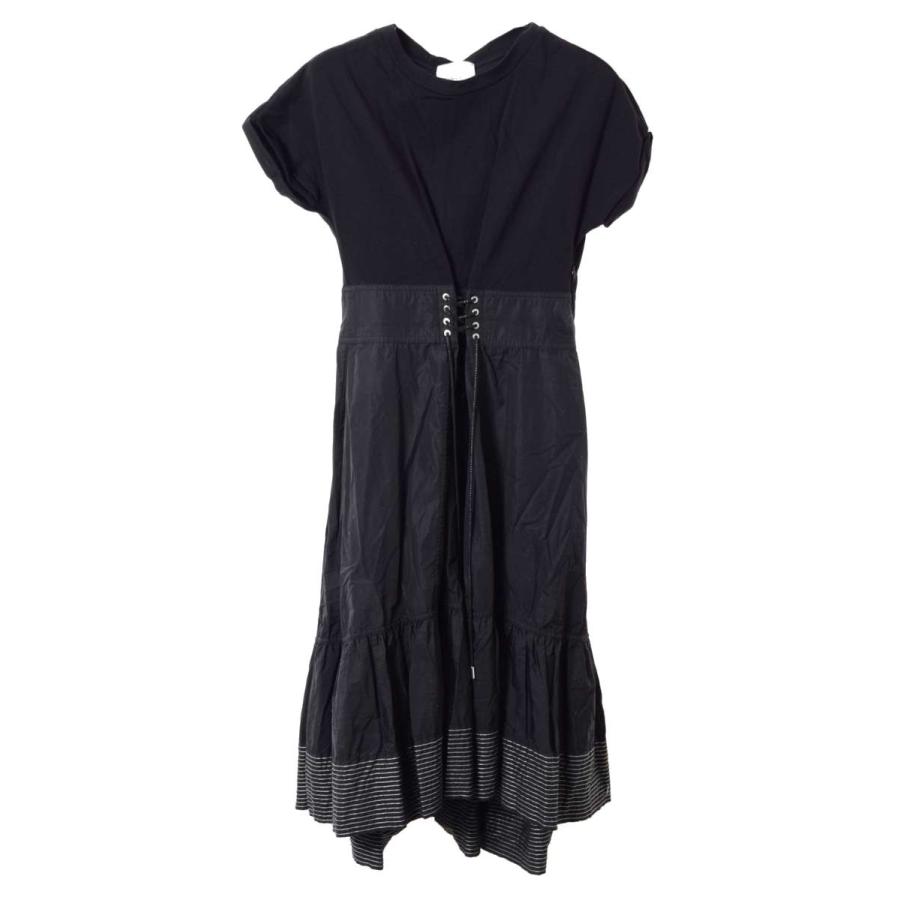 3.1 Phillip Lim カットソー切替 ポプリン ワンピース XS ブラック