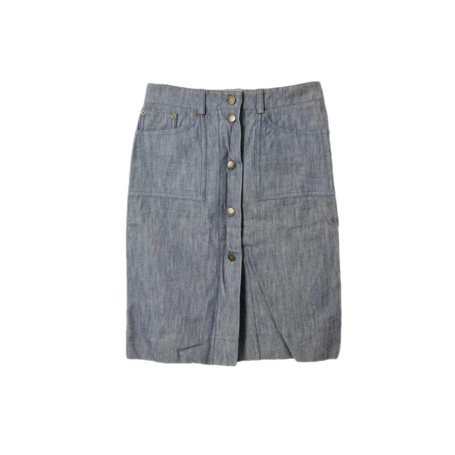 LOUIS VUITTON ボタンダウン デニムスカート 36 ブルー ルイヴィトン KL4CK2L210
