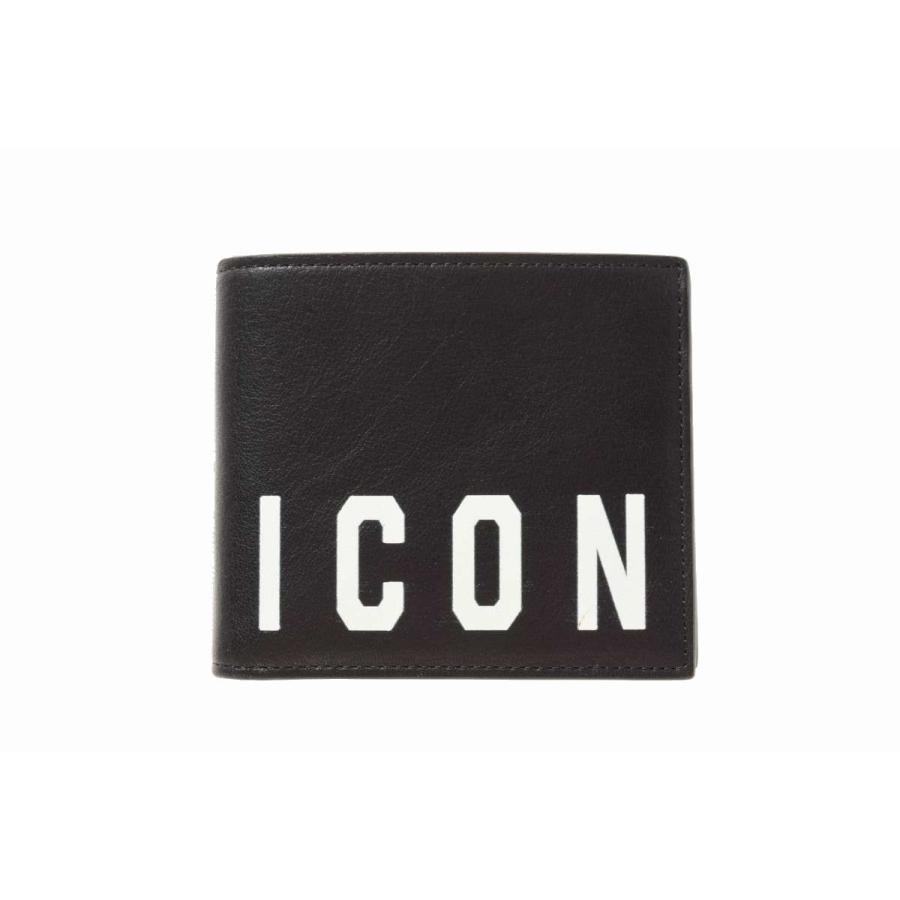 ディースクエアード ICON カードケース 名刺入れ レザー 黒 DSQUARED2（ディースクエアード） 未使用 DSQUARED2 ICON プリント 二