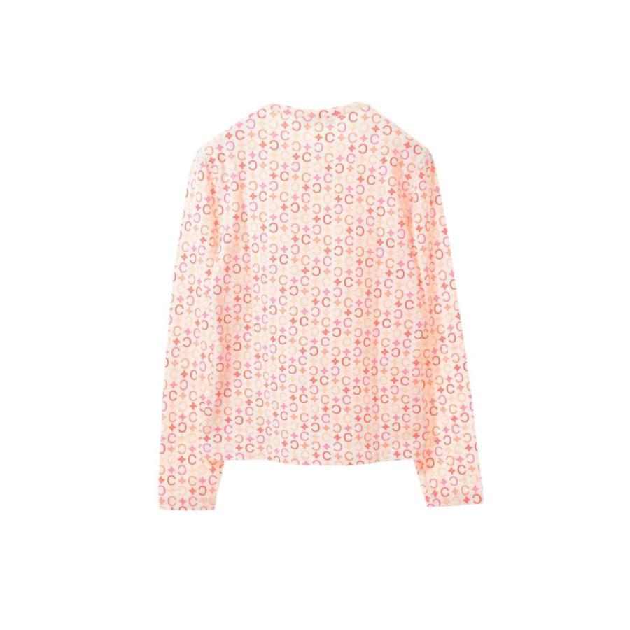 celine セリーヌトリオンフロゴマカダム刺繍ピンクシャツ36 長袖