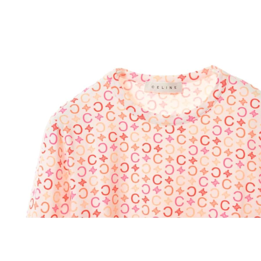 celine セリーヌトリオンフロゴマカダム刺繍ピンクシャツ36 長袖