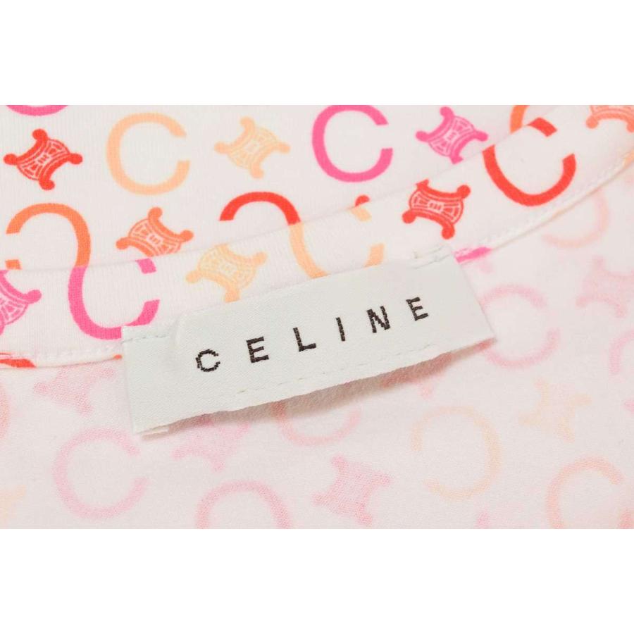 celine セリーヌトリオンフロゴマカダム刺繍ピンクシャツ36 長袖