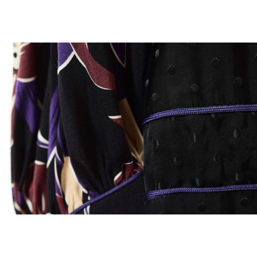 DRIES VAN NOTEN プリント切替 ドット ロング ドレス ワンピース DRIES VAN NOTEN プリント切替 ドット ロング ドレス ワンピース