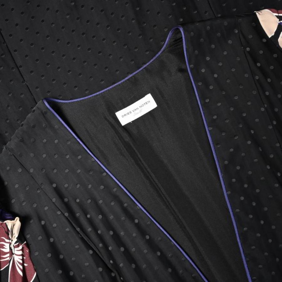 DRIES VAN NOTEN ロング 切替 ワンピース 36 タグ付 DRIES VAN NOTEN プリント切替 ドット ロング ドレス ワンピース